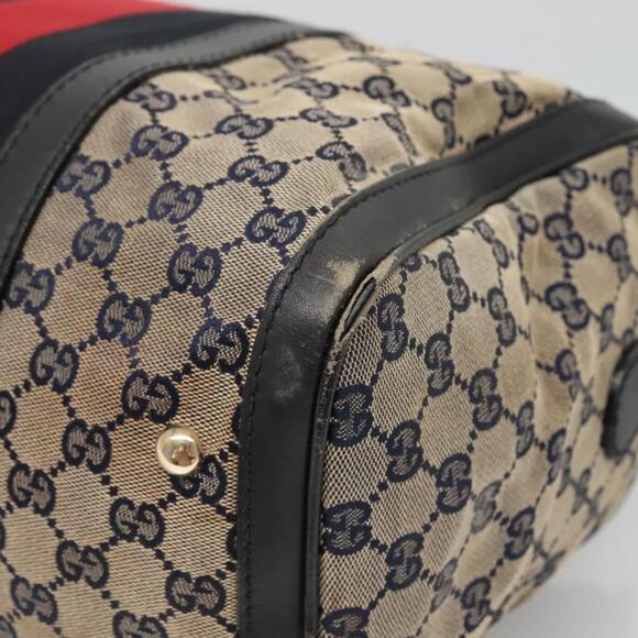 GUCCI GG Canvas Sherry Line Hand Bag Pvc Navy Gold - Picture 12 of 16